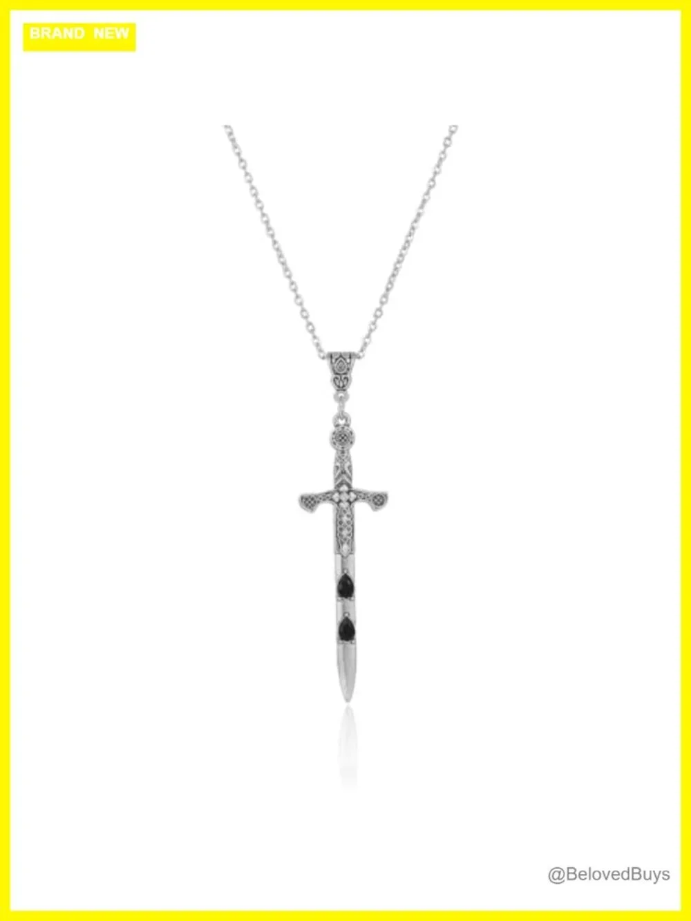Gothic Sword Cross Pendant Necklace Zinc Alloy Crystal Y2K Grunge Jewelry